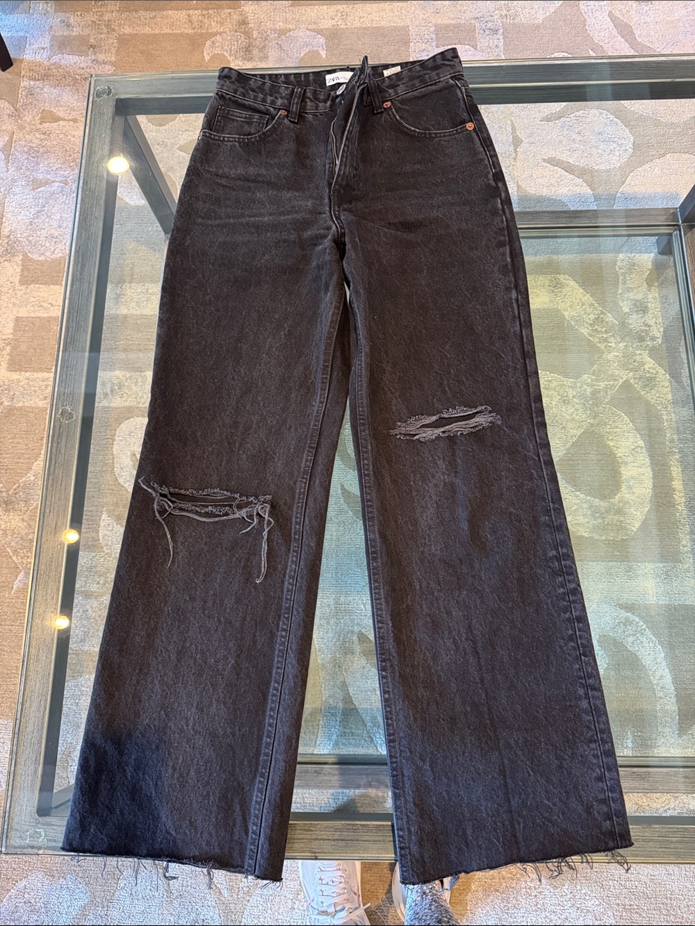Zara Black Denim High-Rise Jeans